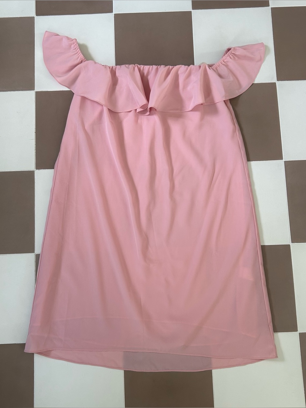 Amanda Uprichard Pink Ruffle Off Shoulder Mini Dress Size S